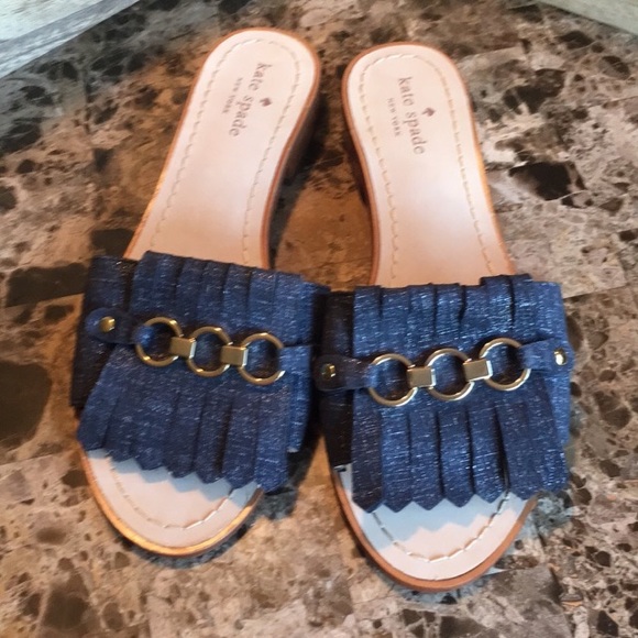 kate spade Shoes - Kate Spade BRIE BLUE Denium SLIDE SANDALS size 10